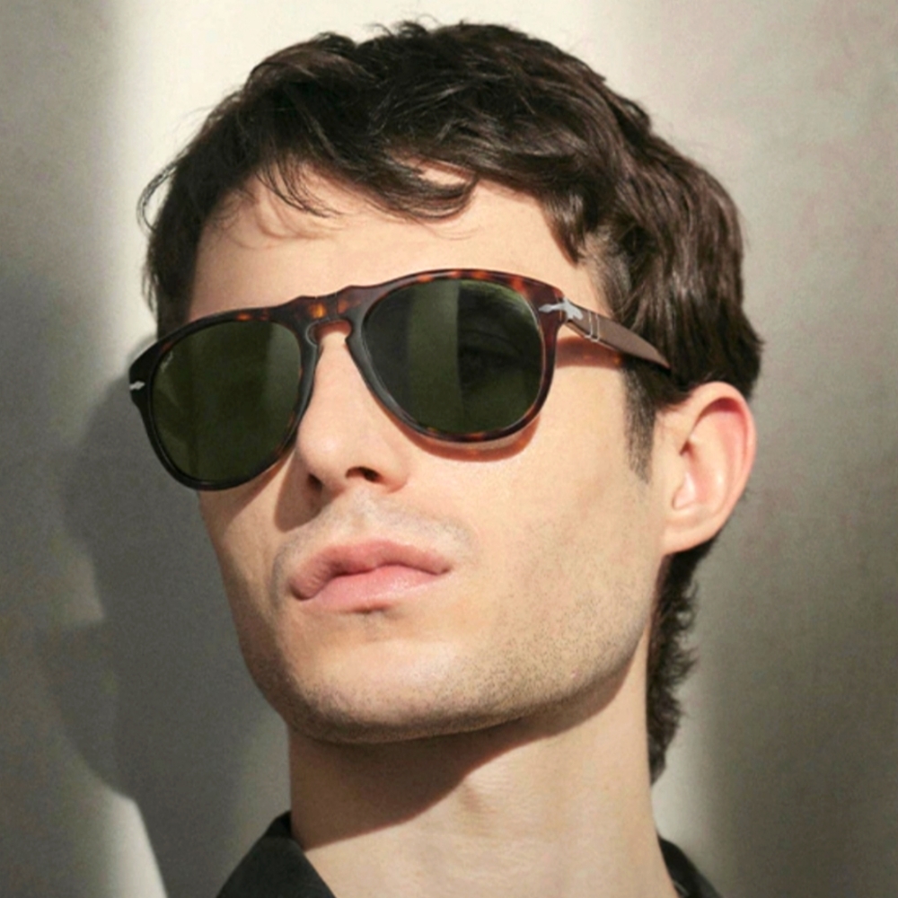 Persol Tortoiseshell Frame Sunglasses with Green Lenses